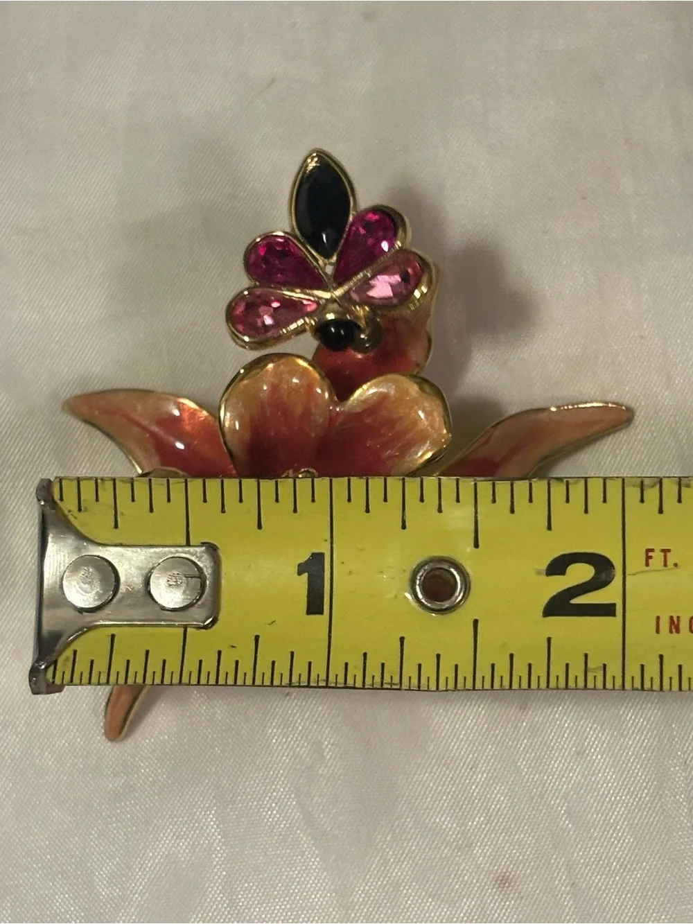 Bob Mackie Gold Plated Enamel Floral Brooch with Bee with Gems